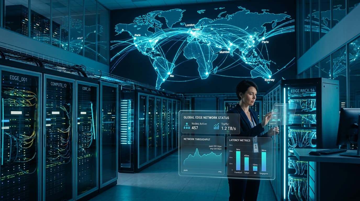 Arsitektur serverless edge computing dan node jaringan data center modern
